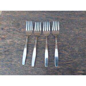 Set Of 4 IS Supreme Swirl Stainless Steel Salad Forks